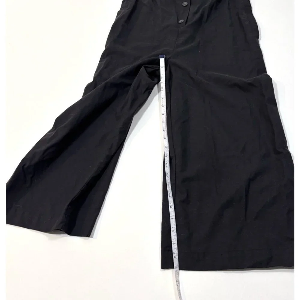 Leo & Sage Jumpsuit Sleeveless Wide Leg V Neck Black Pockets - Size Small